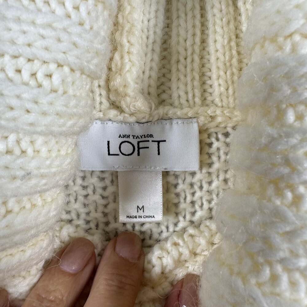 Ann Taylor LOFT Short Sleeve Cowl Neck Sweater in Cream - Picture 4 of 6
